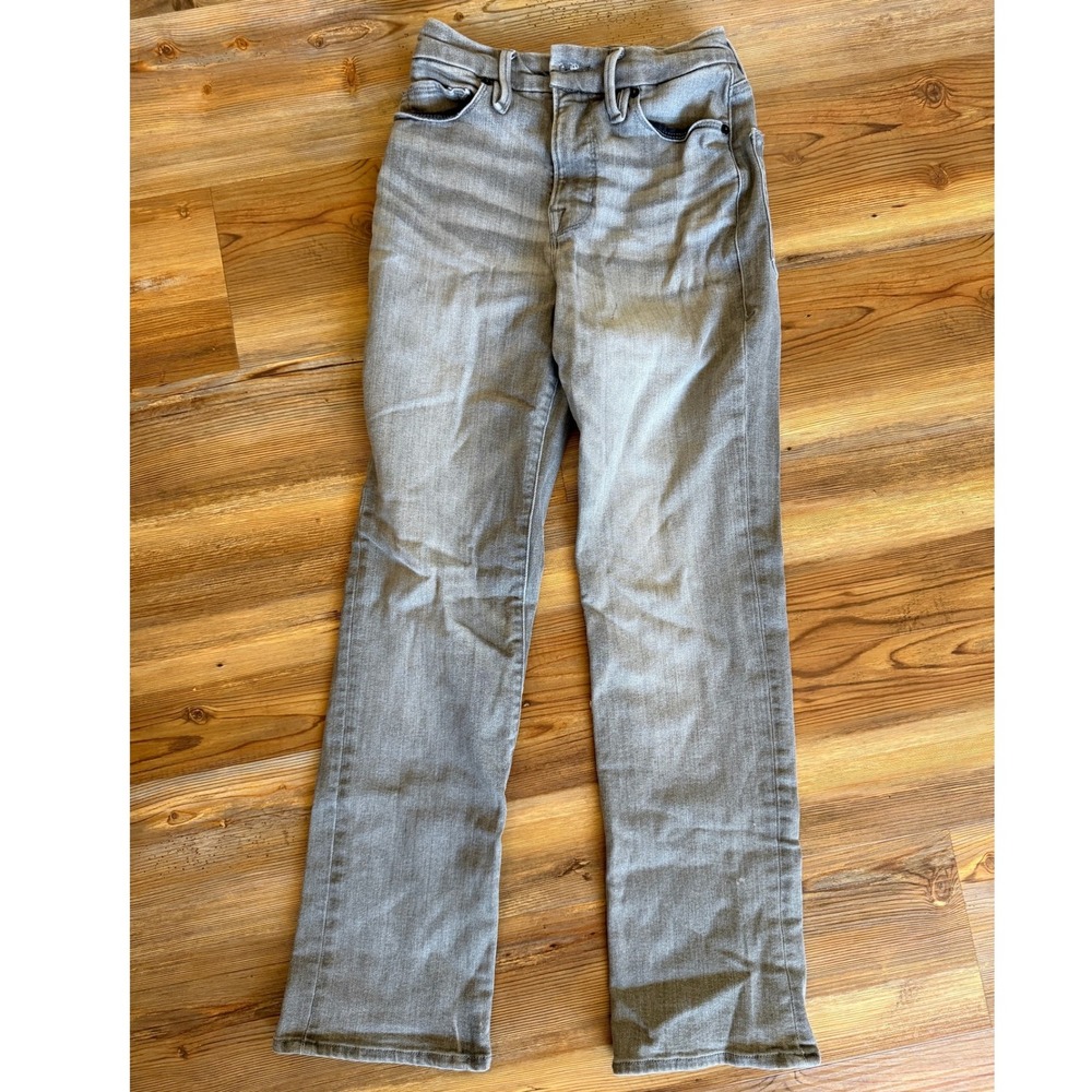 Good American Good Curve Straight Leg Jeans Grey High Rise Size 2/26